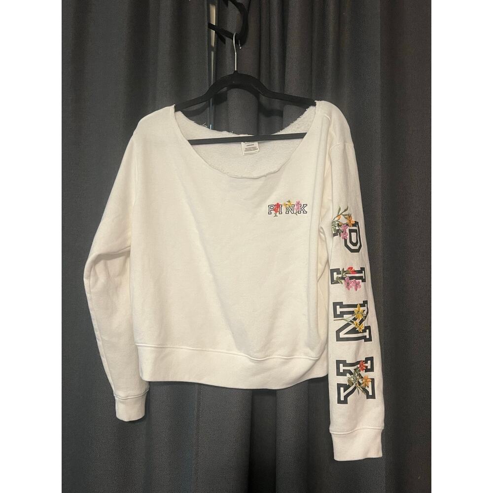 Pink Victoria’s Secret Cropped Sweatshirt Size Large